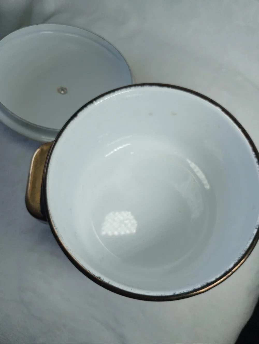 VTG George's Briard Cottage Granny Metal Enamel Coated Pan Fruit Pattern 2-6 Qt